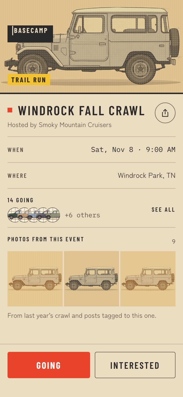 LCHQ app: a trail run with who is going